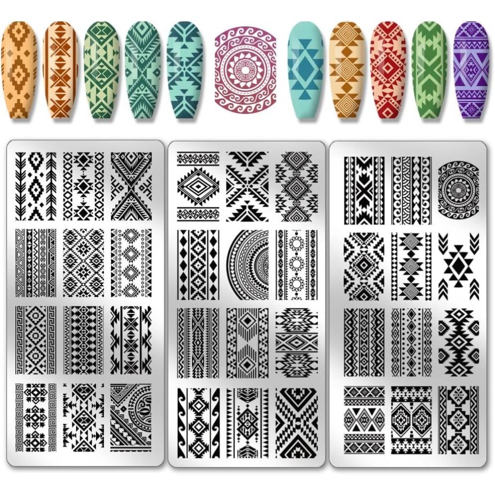 Nail Stamping Plate - 3pcs Plat Stamping Seni Kuku Tekstur