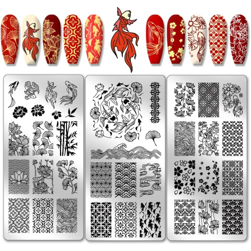 Nail Stamping Plate - 3 Buah Pelat Cap Kuku Koi