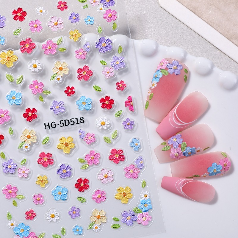 Nail Art Home Service - Dekorasi Kuku Kelopak Bunga Berwarna-warni, Stiker
