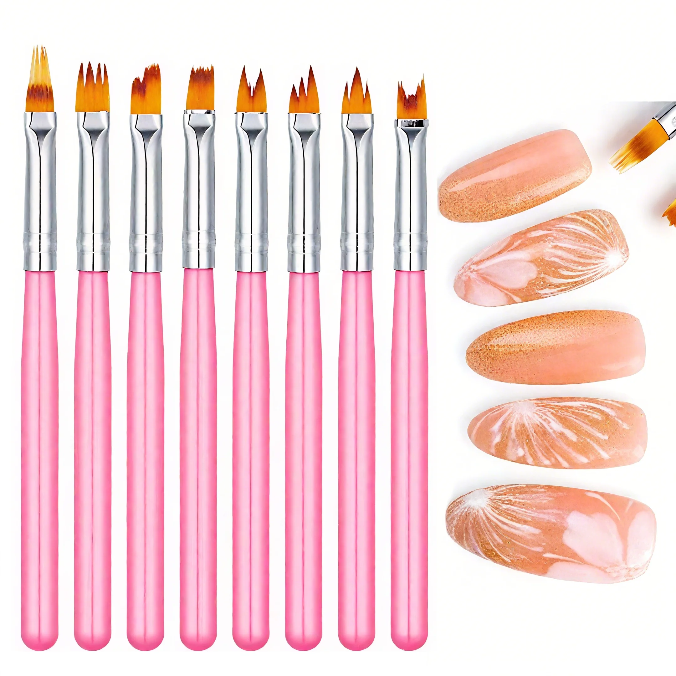 Nail Art Zig Zag - Set Kuas Seni Kuku 8 Buah