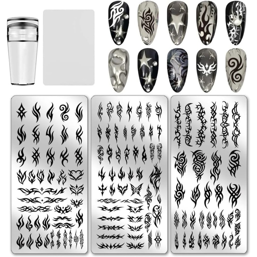 Nail Stamping Plate - 3pcs Plat Stamping Kuku Gaya Tribal