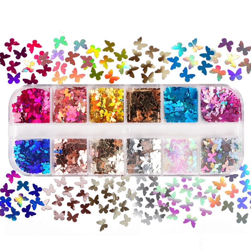 Nail Art Overlay - Aksesori Ekstensi Bulu Mata Glitter Kupu-kupu