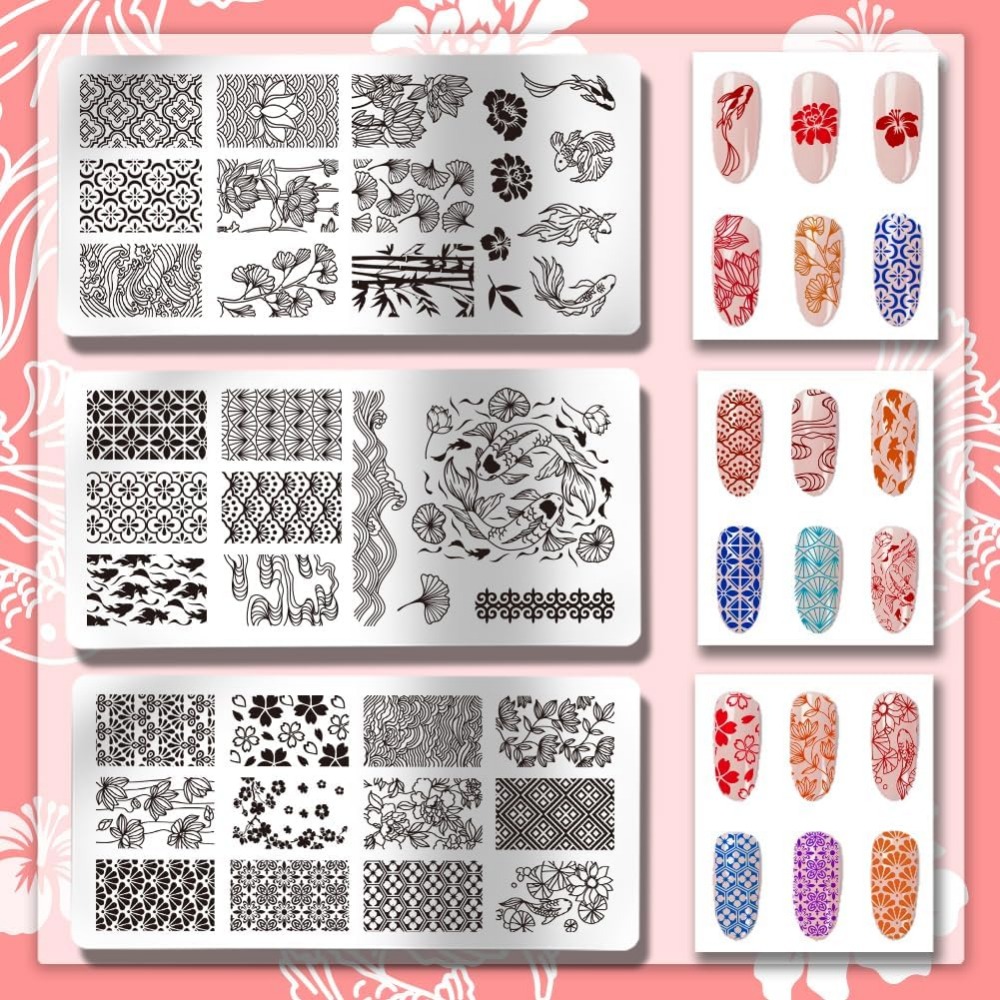 3 Buah Pelat Cap Kuku Koi Stem - Nail Stamping Plate ulasan dan harga