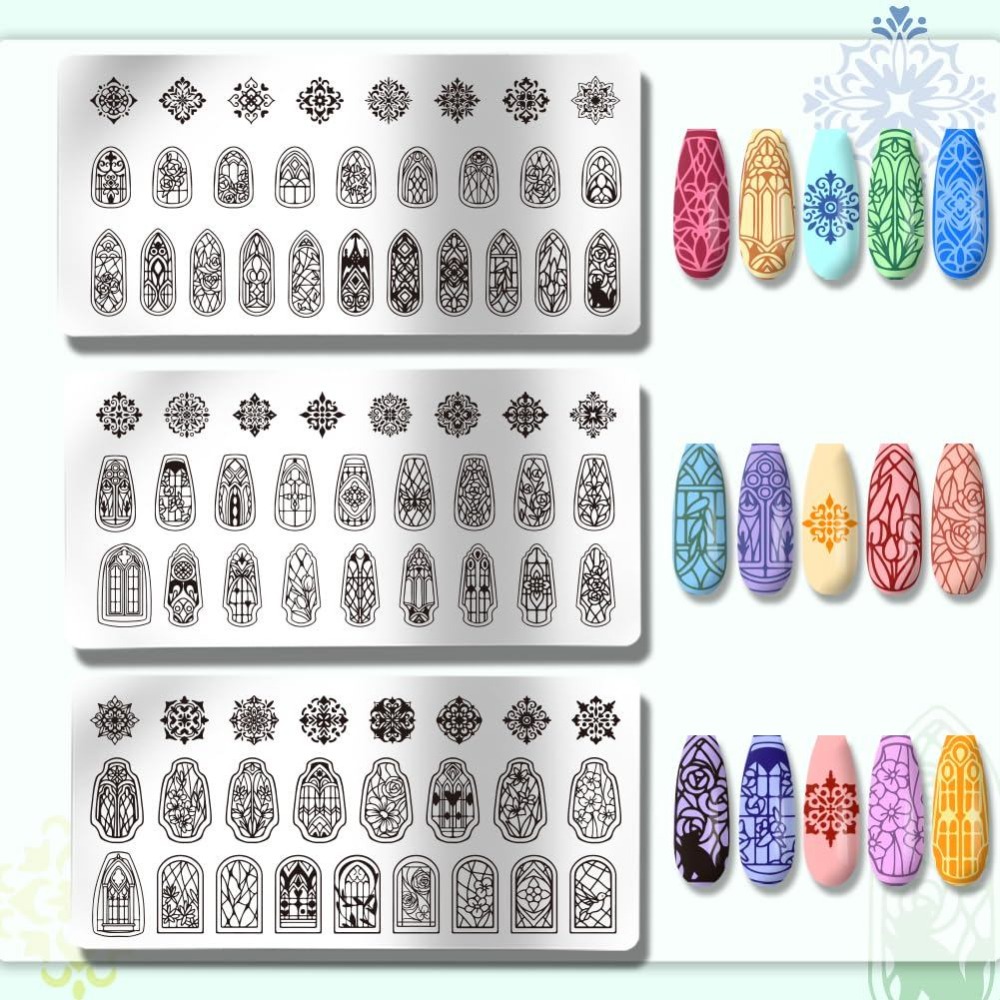 3pcs Template Seni Kuku Jendel - Nail Stamping Plate ulasan dan harga