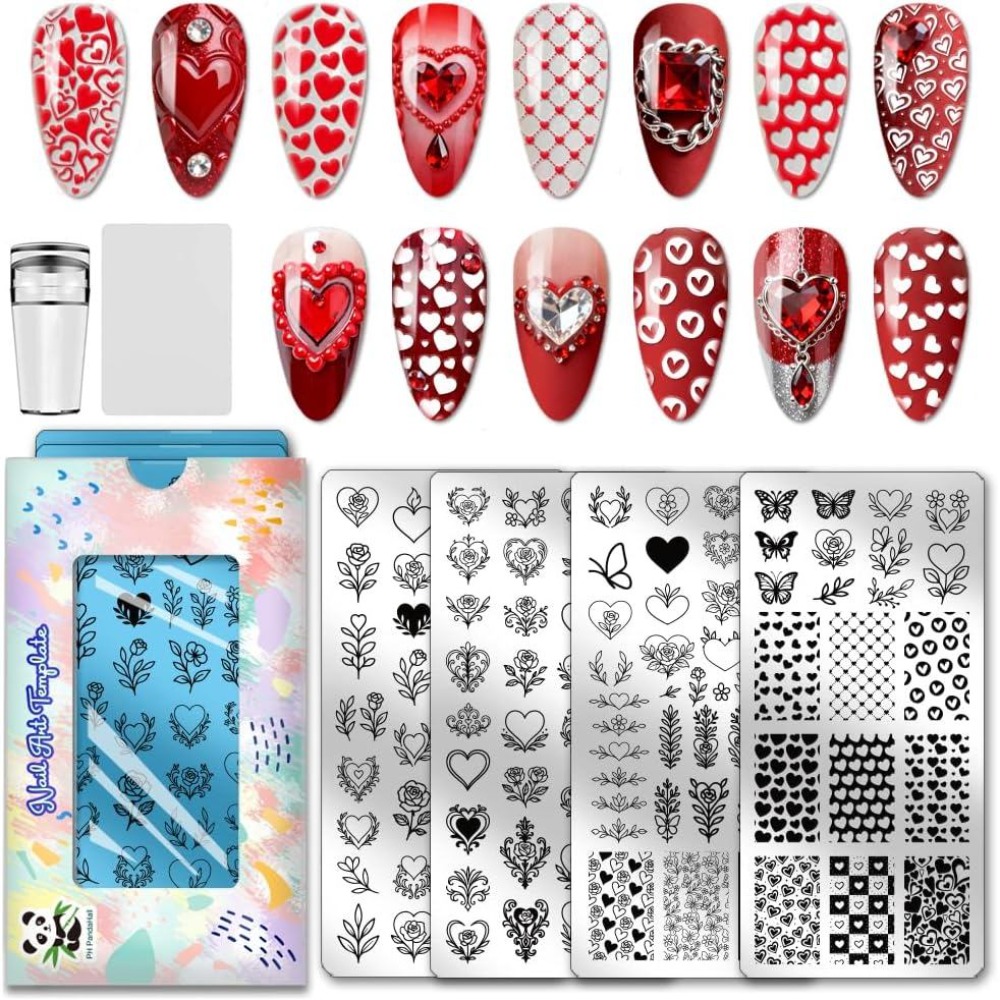 4pcs Plat Stamping Kuku Motif  - Nail Stamping Plate ulasan dan harga