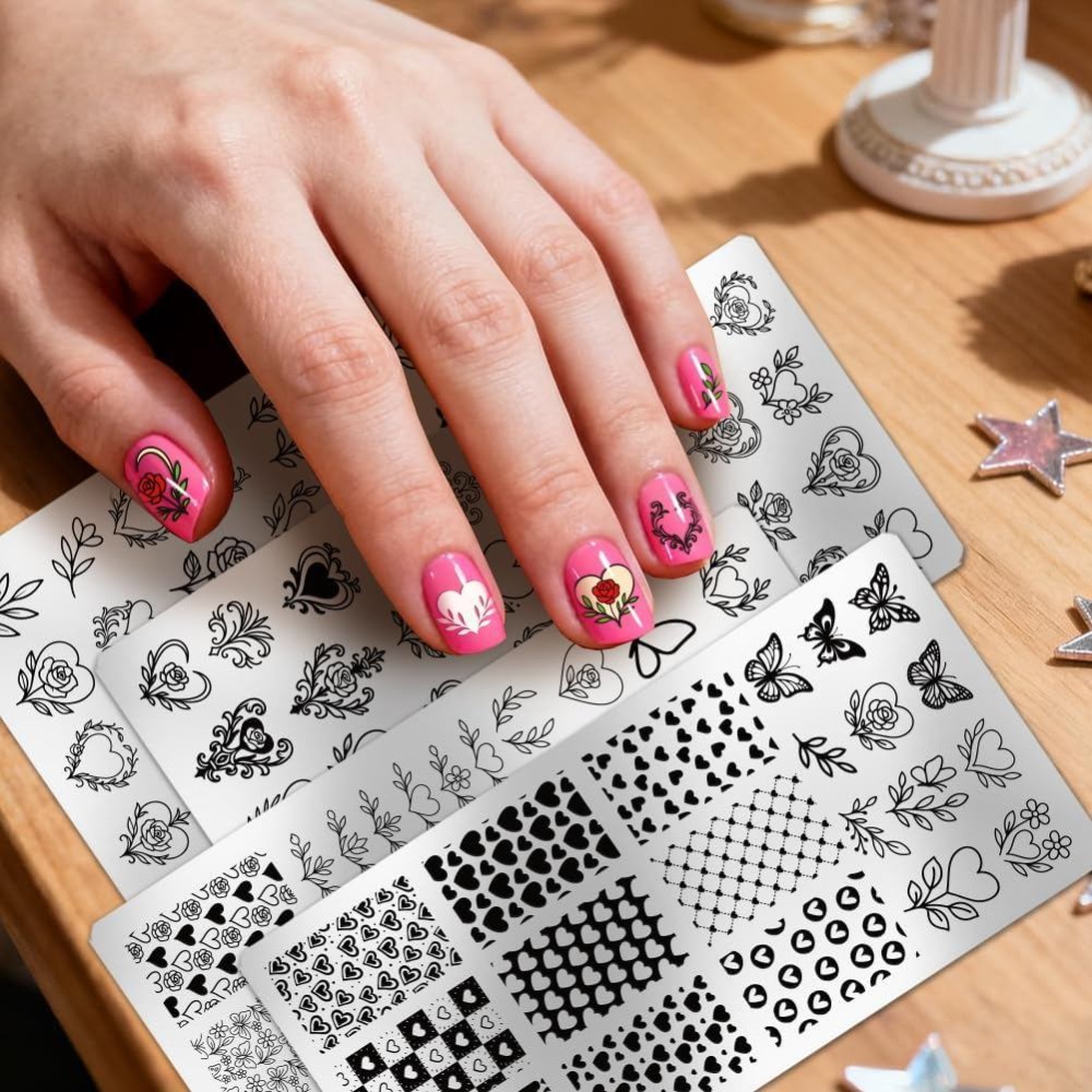 4pcs Plat Stamping Kuku Motif  - Nail Stamping Plate ulasan dan harga
