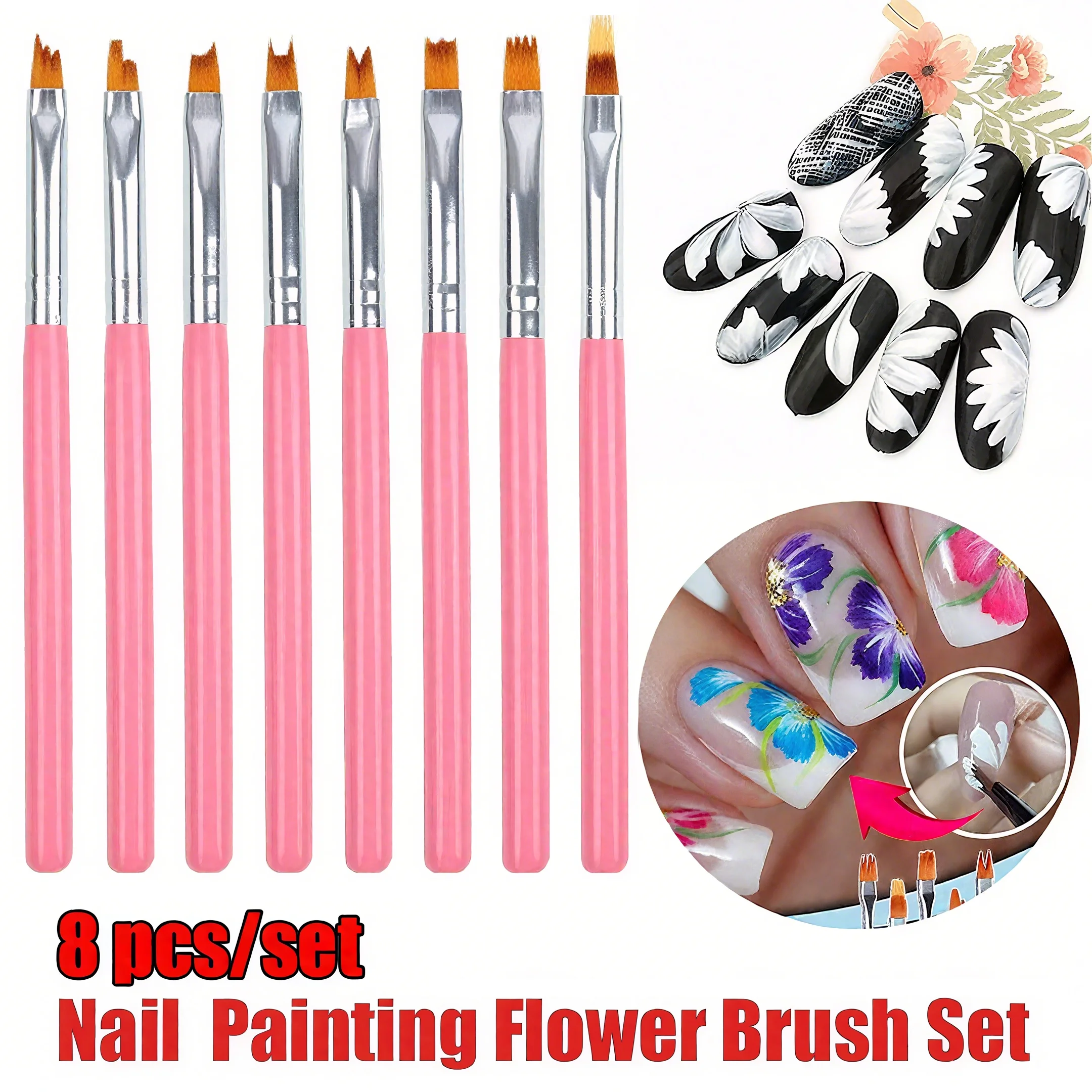 Set Kuas Seni Kuku 8 Buah – Ku - Nail Art Zig Zag ulasan dan harga