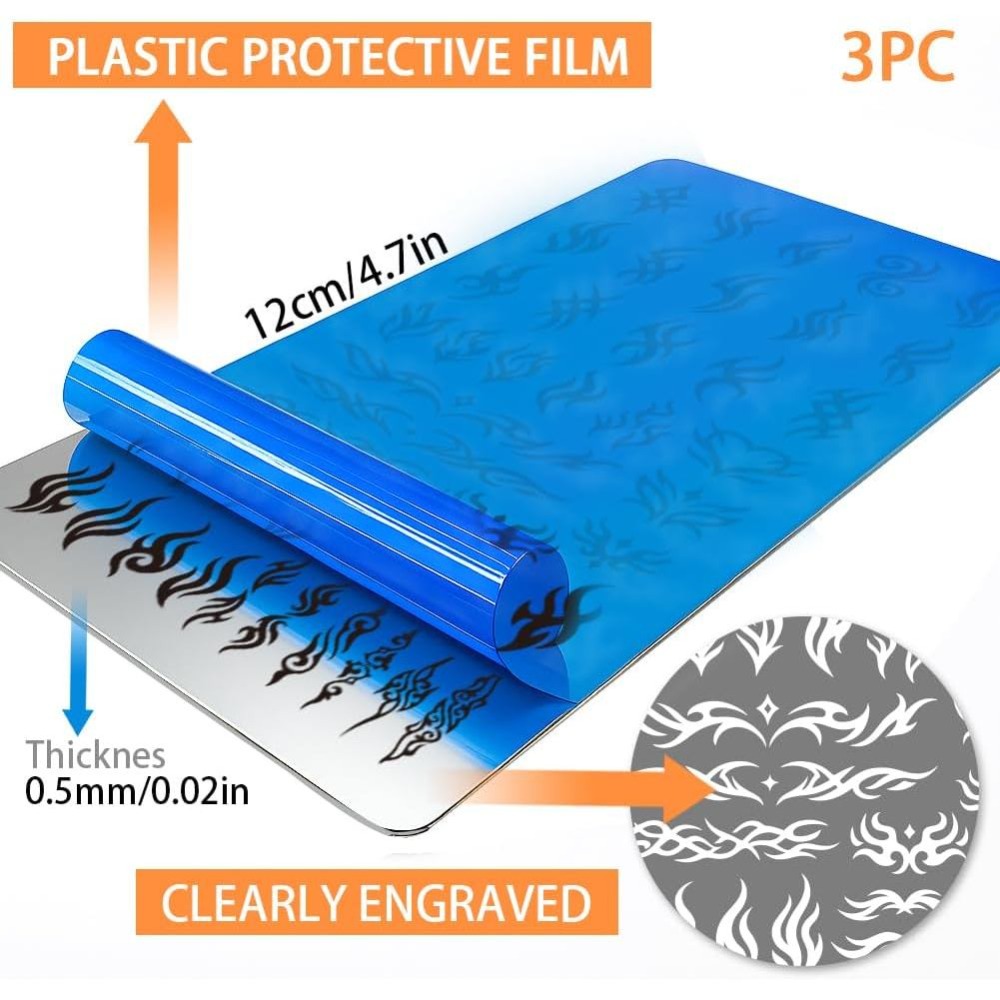 3pcs Plat Stamping Kuku Gaya T - Nail Stamping Plate ulasan dan harga