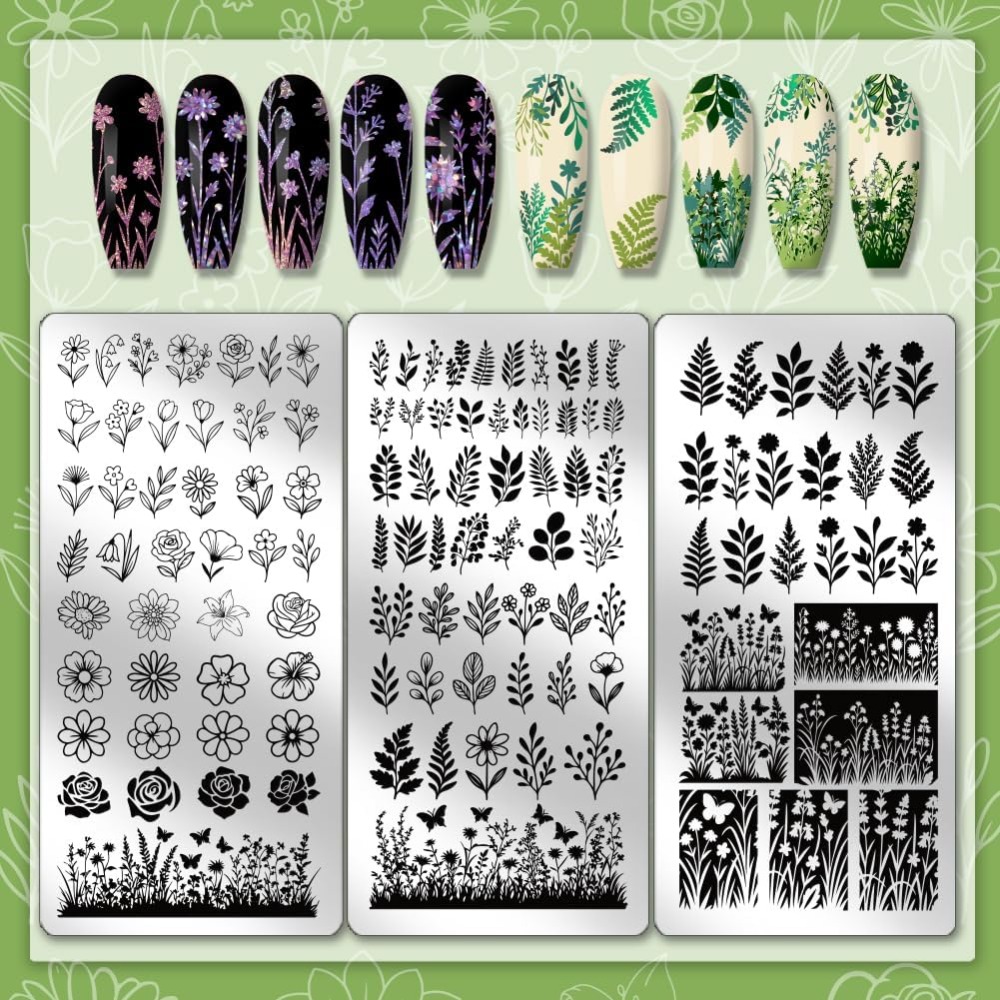 3pcs Plat Stamping Kuku Motif  - Nail Stamping Plate ulasan dan harga