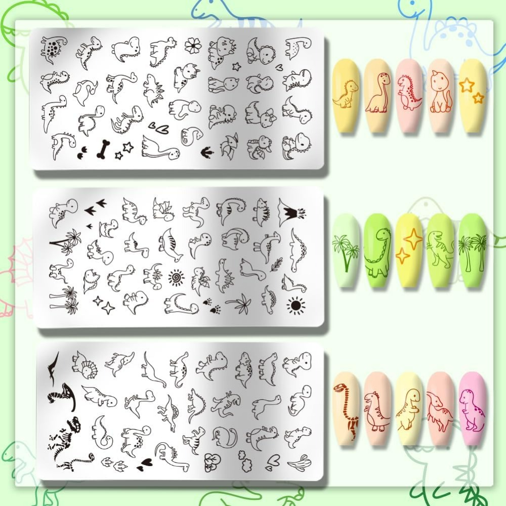 3 Buah Pelat Cap Kuku Dinosaur - Nail Stamping Plate ulasan dan harga